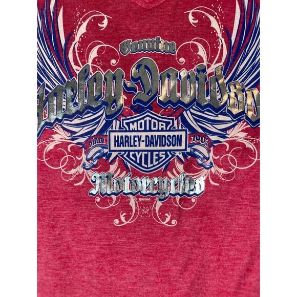 Harley Davidson Shirt Women Large Pink Twin Cities Minneapolis V Neck Moto Biker - Picture 5 of 8